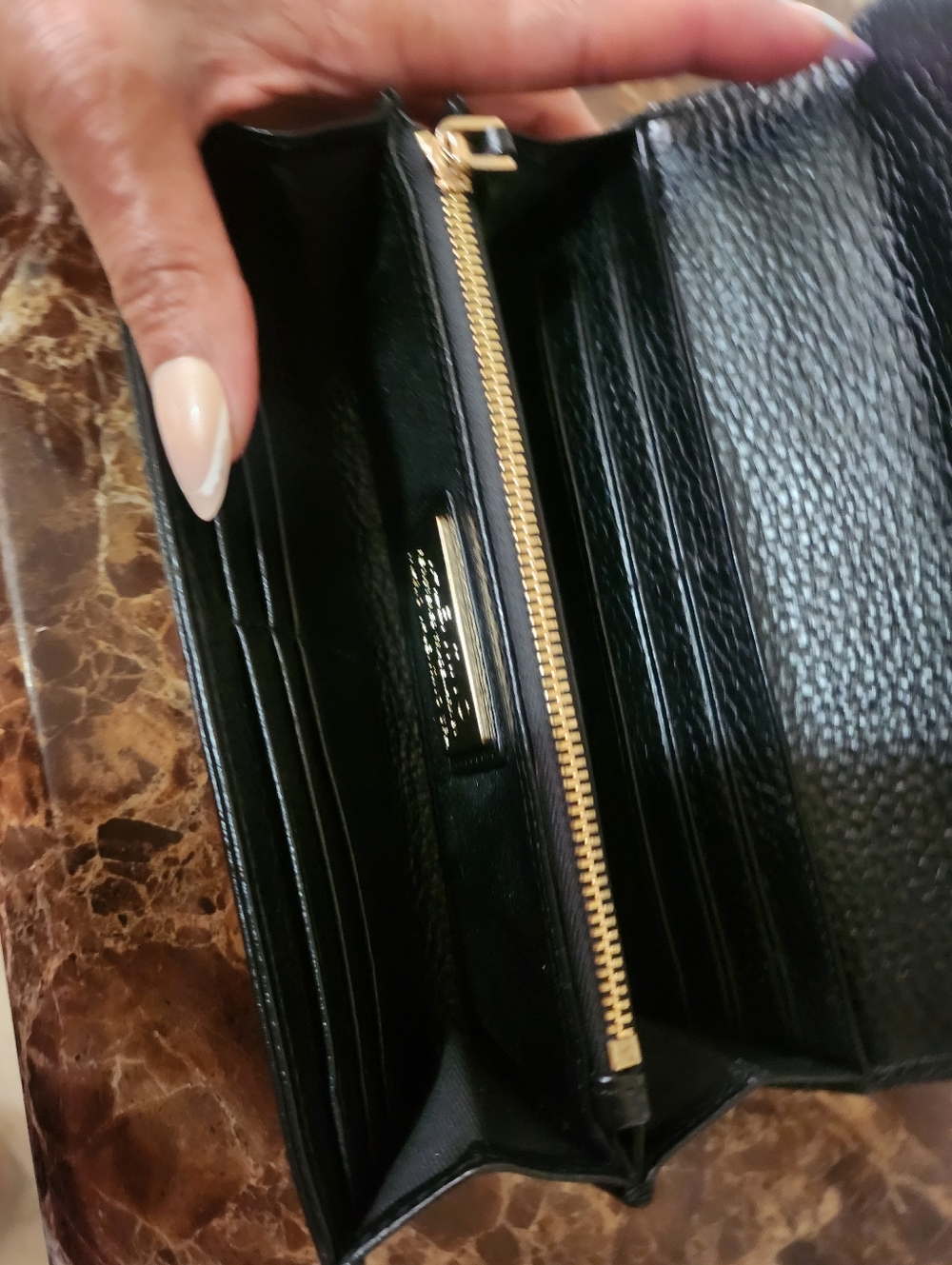 Mario Valentino Black Pebbled Leather Long Wallet EUC - Picture 5 of 15